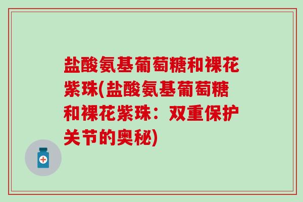盐酸氨基葡萄糖和裸花紫珠(盐酸氨基葡萄糖和裸花紫珠：双重保护关节的奥秘)