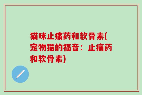 猫咪药和软骨素(宠物猫的福音：药和软骨素)