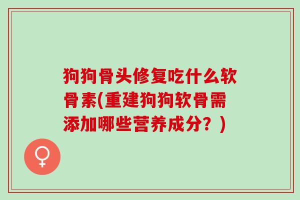 狗狗骨头修复吃什么软骨素(重建狗狗软骨需添加哪些营养成分？)