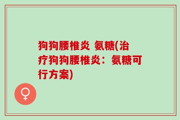 狗狗腰椎炎 氨糖(治疗狗狗腰椎炎：氨糖可行方案)