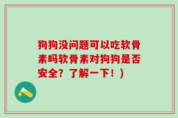 狗狗没问题可以吃软骨素吗软骨素对狗狗是否安全？了解一下！)