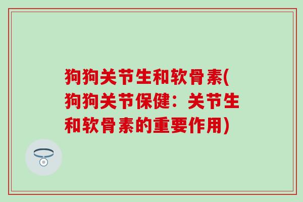 狗狗关节生和软骨素(狗狗关节保健：关节生和软骨素的重要作用)