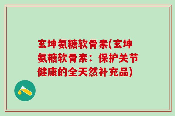 玄坤氨糖软骨素(玄坤氨糖软骨素：保护关节健康的全天然补充品)