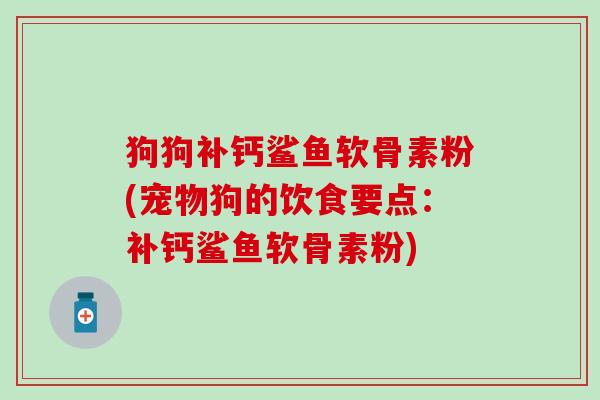 狗狗补钙鲨鱼软骨素粉(宠物狗的饮食要点：补钙鲨鱼软骨素粉)