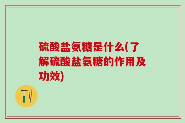 硫酸盐氨糖是什么(了解硫酸盐氨糖的作用及功效)