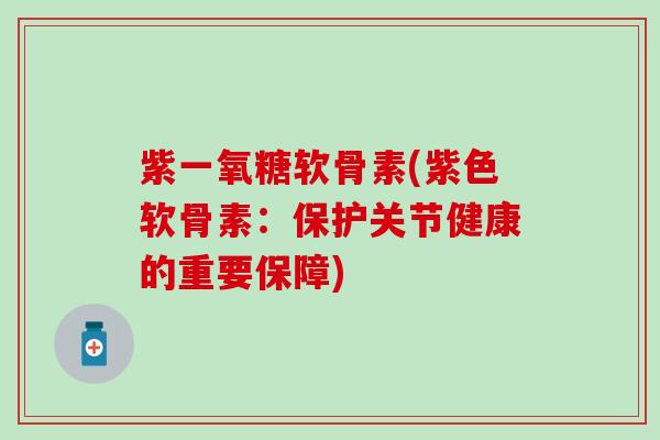 紫一氧糖软骨素(紫色软骨素：保护关节健康的重要保障)