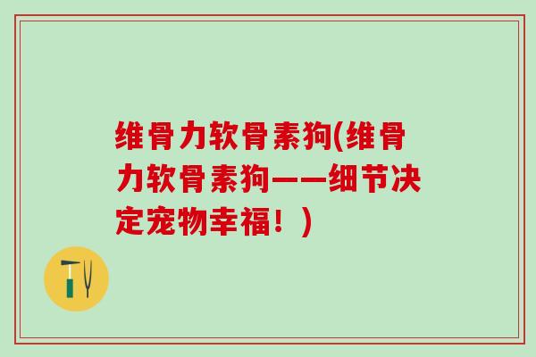 维骨力软骨素狗(维骨力软骨素狗——细节决定宠物幸福！)