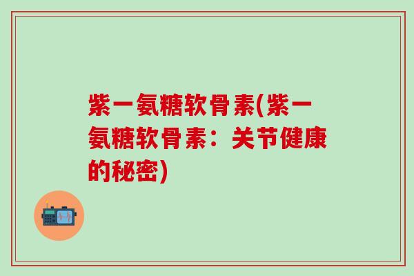 紫一氨糖软骨素(紫一氨糖软骨素：关节健康的秘密)