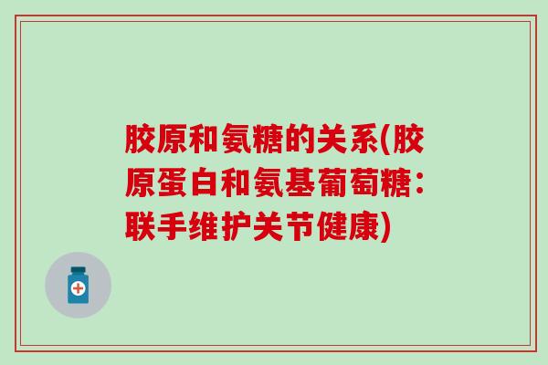 胶原和氨糖的关系(胶原蛋白和氨基葡萄糖：联手维护关节健康)