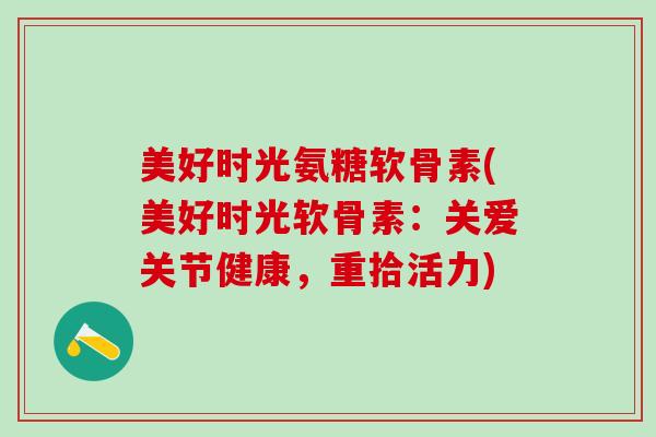 美好时光氨糖软骨素(美好时光软骨素：关爱关节健康，重拾活力)