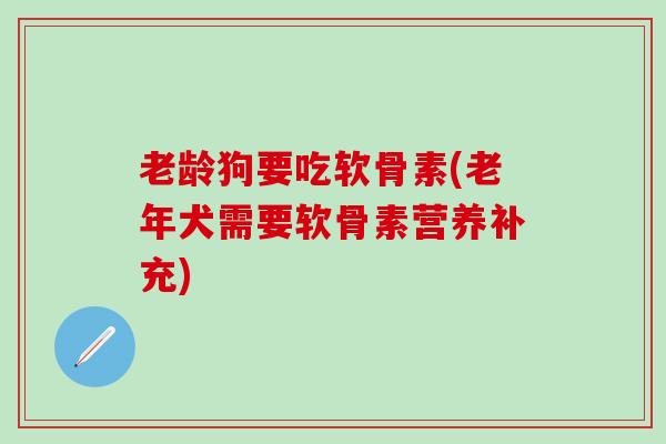 老龄狗要吃软骨素(老年犬需要软骨素营养补充)