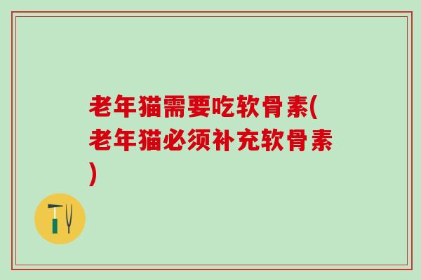 老年猫需要吃软骨素(老年猫必须补充软骨素)