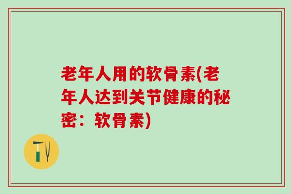 老年人用的软骨素(老年人达到关节健康的秘密：软骨素)
