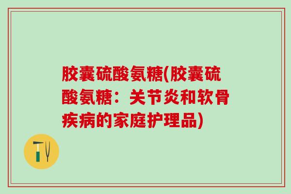 胶囊硫酸氨糖(胶囊硫酸氨糖：关节炎和软骨疾病的家庭护理品)