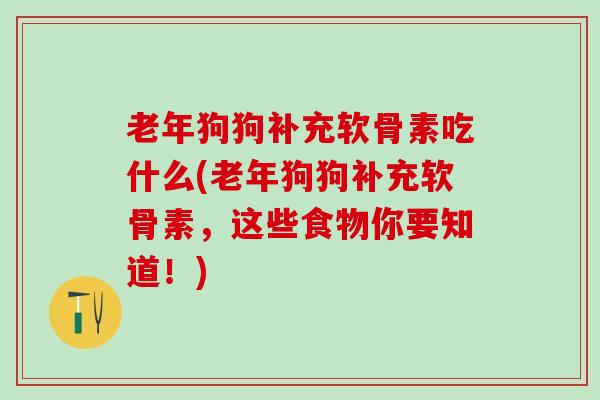 老年狗狗补充软骨素吃什么(老年狗狗补充软骨素，这些食物你要知道！)