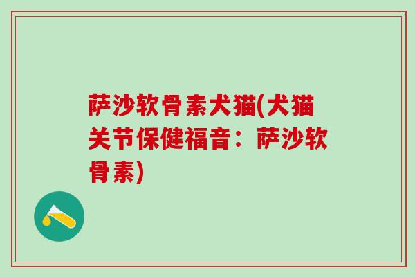 萨沙软骨素犬猫(犬猫关节保健福音：萨沙软骨素)