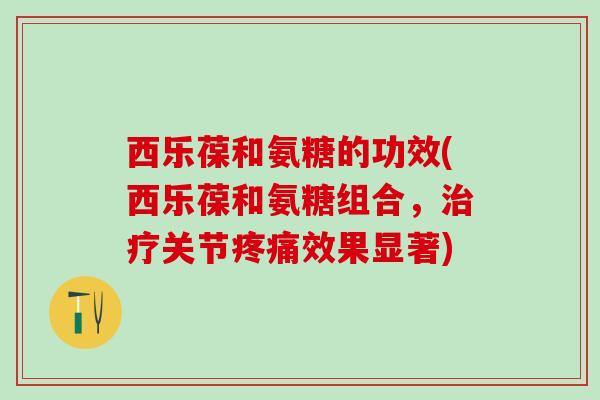 西乐葆和氨糖的功效(西乐葆和氨糖组合，治疗关节疼痛效果显著)