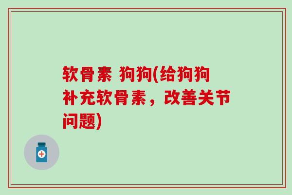 软骨素 狗狗(给狗狗补充软骨素，改善关节问题)