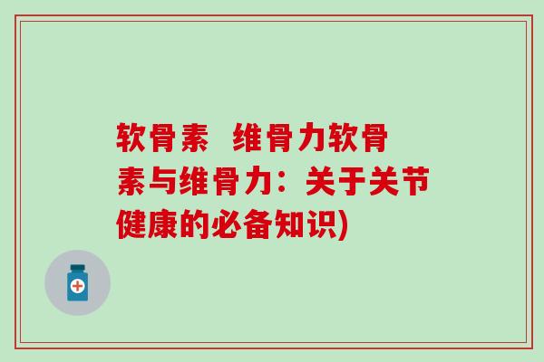 软骨素  维骨力软骨素与维骨力：关于关节健康的必备知识)