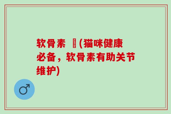 软骨素 貓(猫咪健康必备，软骨素有助关节维护)