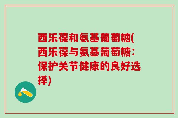 西乐葆和氨基葡萄糖(西乐葆与氨基葡萄糖：保护关节健康的良好选择)
