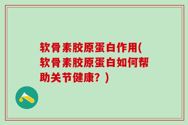 软骨素胶原蛋白作用(软骨素胶原蛋白如何帮助关节健康？)