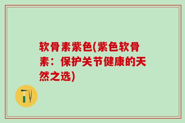 软骨素紫色(紫色软骨素：保护关节健康的天然之选)
