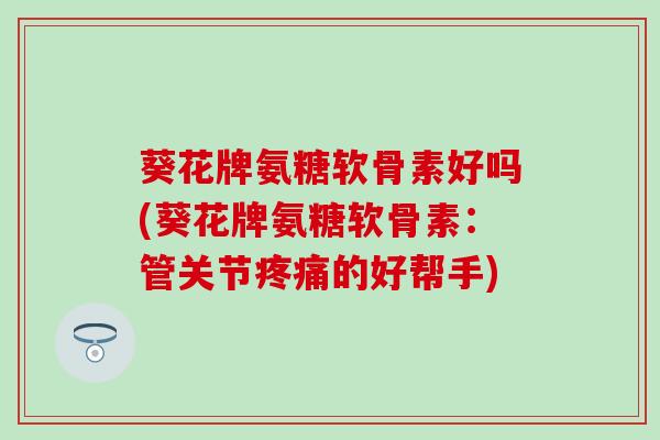 葵花牌氨糖软骨素好吗(葵花牌氨糖软骨素：管关节疼痛的好帮手)