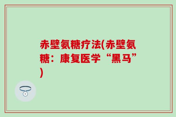 赤壁氨糖疗法(赤壁氨糖:康复医学“黑马”) 赤壁氨糖疗法(赤壁氨糖:康复医学“黑马”)