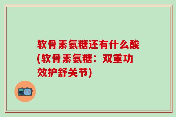 软骨素氨糖还有什么酸(软骨素氨糖：双重功效护舒关节)