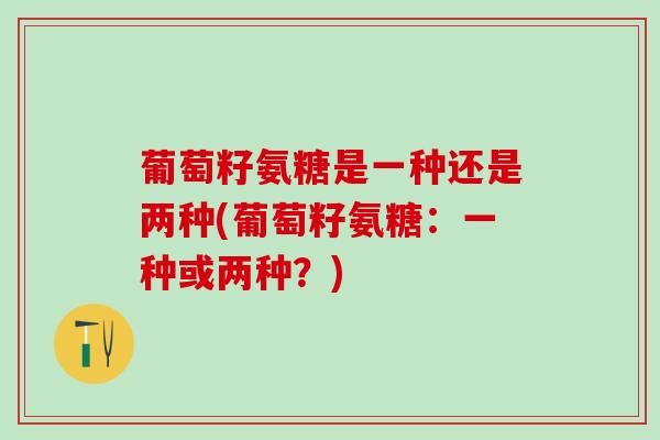 葡萄籽氨糖是一种还是两种(葡萄籽氨糖：一种或两种？)