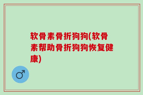 软骨素骨折狗狗(软骨素帮助骨折狗狗恢复健康)