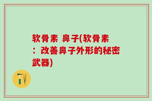 软骨素 鼻子(软骨素：改善鼻子外形的秘密武器)