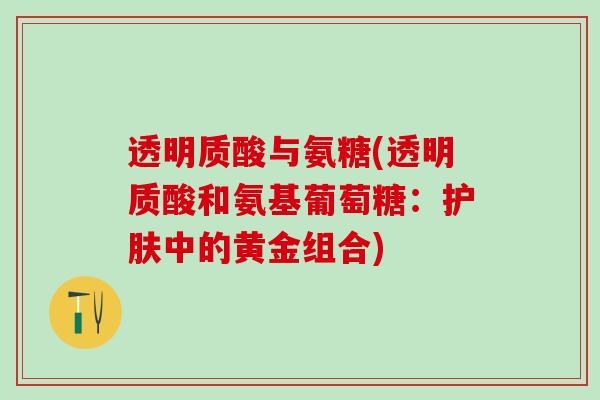 透明质酸与氨糖(透明质酸和氨基葡萄糖：护肤中的黄金组合)