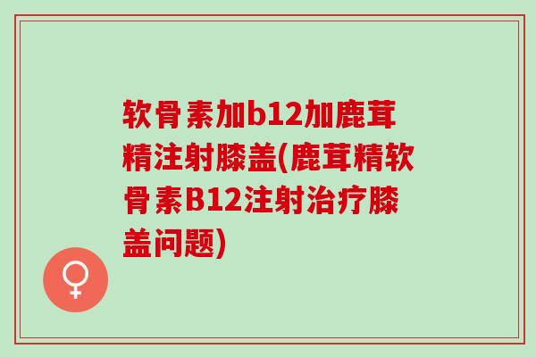 软骨素加b12加鹿茸精注射膝盖(鹿茸精软骨素B12注射治疗膝盖问题)
