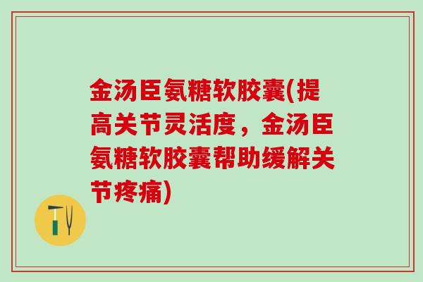 金汤臣氨糖软胶囊(提高关节灵活度，金汤臣氨糖软胶囊帮助缓解关节疼痛)