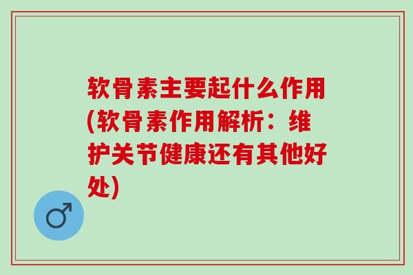 软骨素主要起什么作用(软骨素作用解析：维护关节健康还有其他好处)
