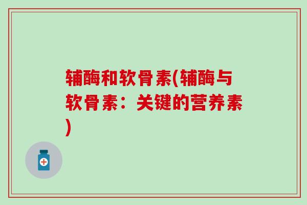 辅酶和软骨素(辅酶与软骨素：关键的营养素)