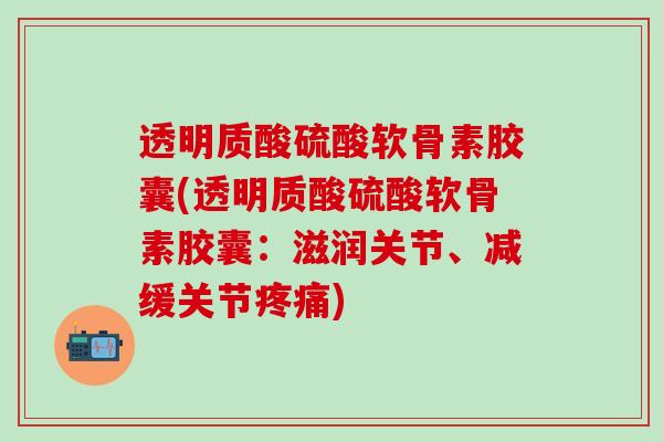 透明质酸硫酸软骨素胶囊(透明质酸硫酸软骨素胶囊：滋润关节、减缓关节疼痛)