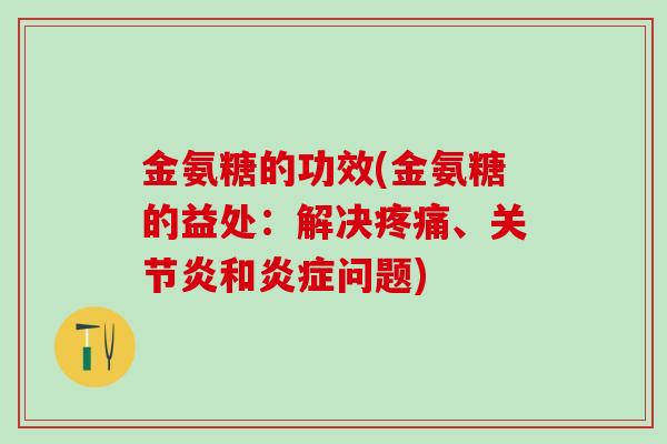 金氨糖的功效(金氨糖的益处：解决疼痛、关节炎和炎症问题)