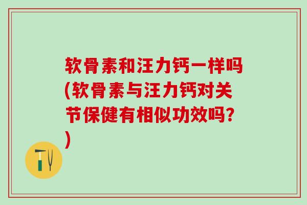 软骨素和汪力钙一样吗(软骨素与汪力钙对关节保健有相似功效吗？)