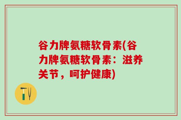 谷力牌氨糖软骨素(谷力牌氨糖软骨素：滋养关节，呵护健康)