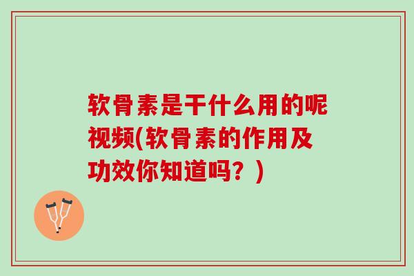 软骨素是干什么用的呢视频(软骨素的作用及功效你知道吗？)