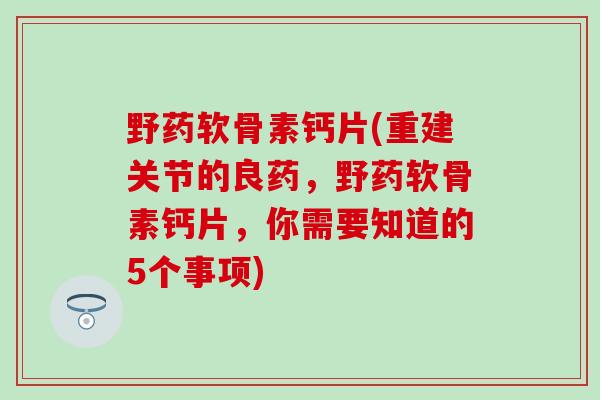 野药软骨素钙片(重建关节的良药，野药软骨素钙片，你需要知道的5个事项)
