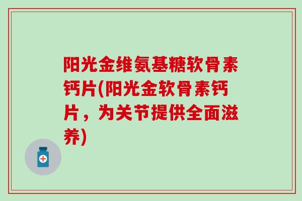 阳光金维氨基糖软骨素钙片(阳光金软骨素钙片，为关节提供全面滋养)
