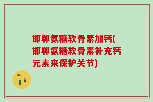 邯郸氨糖软骨素加钙(邯郸氨糖软骨素补充钙元素来保护关节)