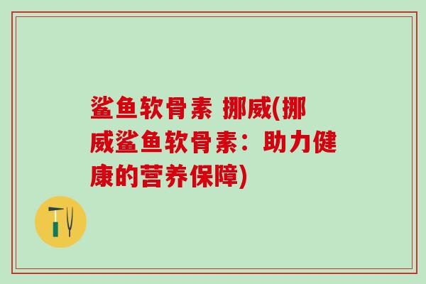 鲨鱼软骨素 挪威(挪威鲨鱼软骨素：助力健康的营养保障)