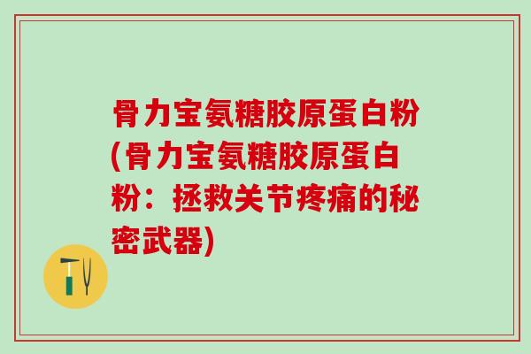骨力宝氨糖胶原蛋白粉(骨力宝氨糖胶原蛋白粉：拯救关节的秘密武器)
