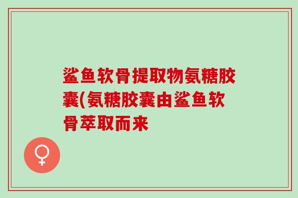 鲨鱼软骨提取物氨糖胶囊(氨糖胶囊由鲨鱼软骨萃取而来