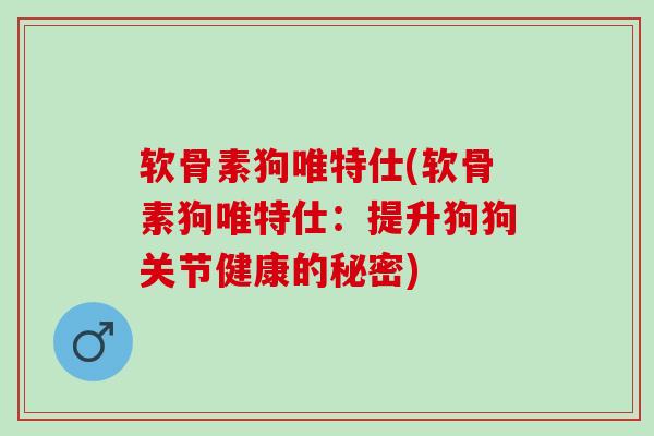 软骨素狗唯特仕(软骨素狗唯特仕：提升狗狗关节健康的秘密)